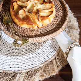 The Seagrass Raffia Placemat - Natural White