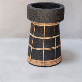 The Serene Candle Holder - Black Natural - L