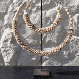 The Double Shell Necklace On Stand - Natural