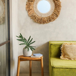 The Raffia Cowrie Mirror - Natural White