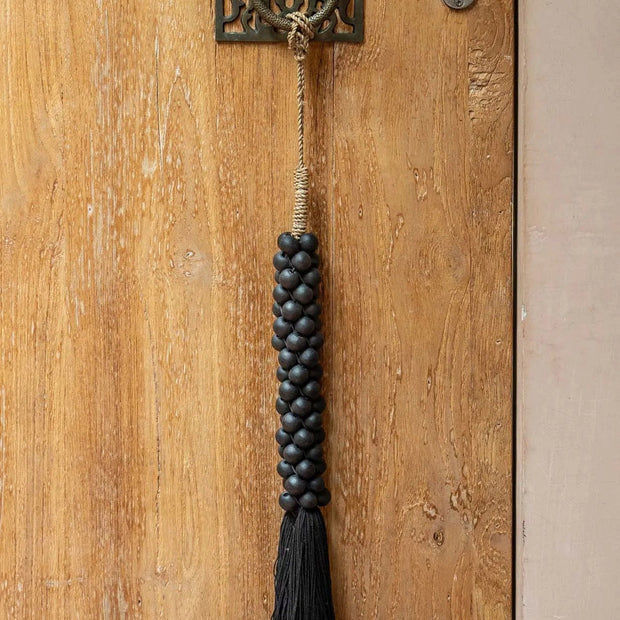 The Wooden Beads with Cotton Tassel - Black