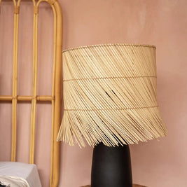 The Rattan Table Lamp - Black Natural
