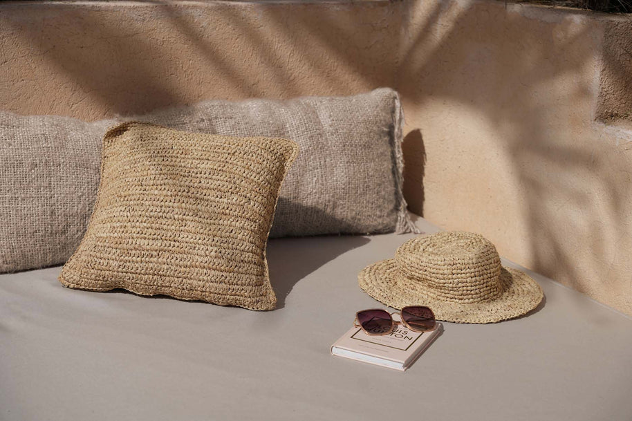 The Raffia Flores Cushion Cover Square - Natural - 40x40