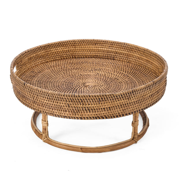 The Rattan Rise Tray - Natural Brown