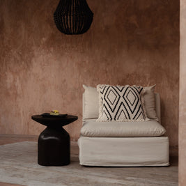 The Sahara Diamond Cushion Cover - Natural Black