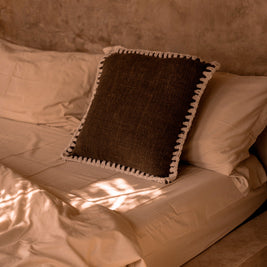 The Espresso Edge Cushion Cover - Brown White