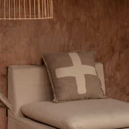 The Ivory Cross Cushion Cover - Natural White - 50x50