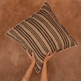 The Nordic Stripe Cushion Cover - Natural Black - 50x50