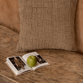 The Linen Damier Cushion Cover - Natural
