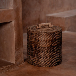 The Rattan Bin Low - Natural Brown