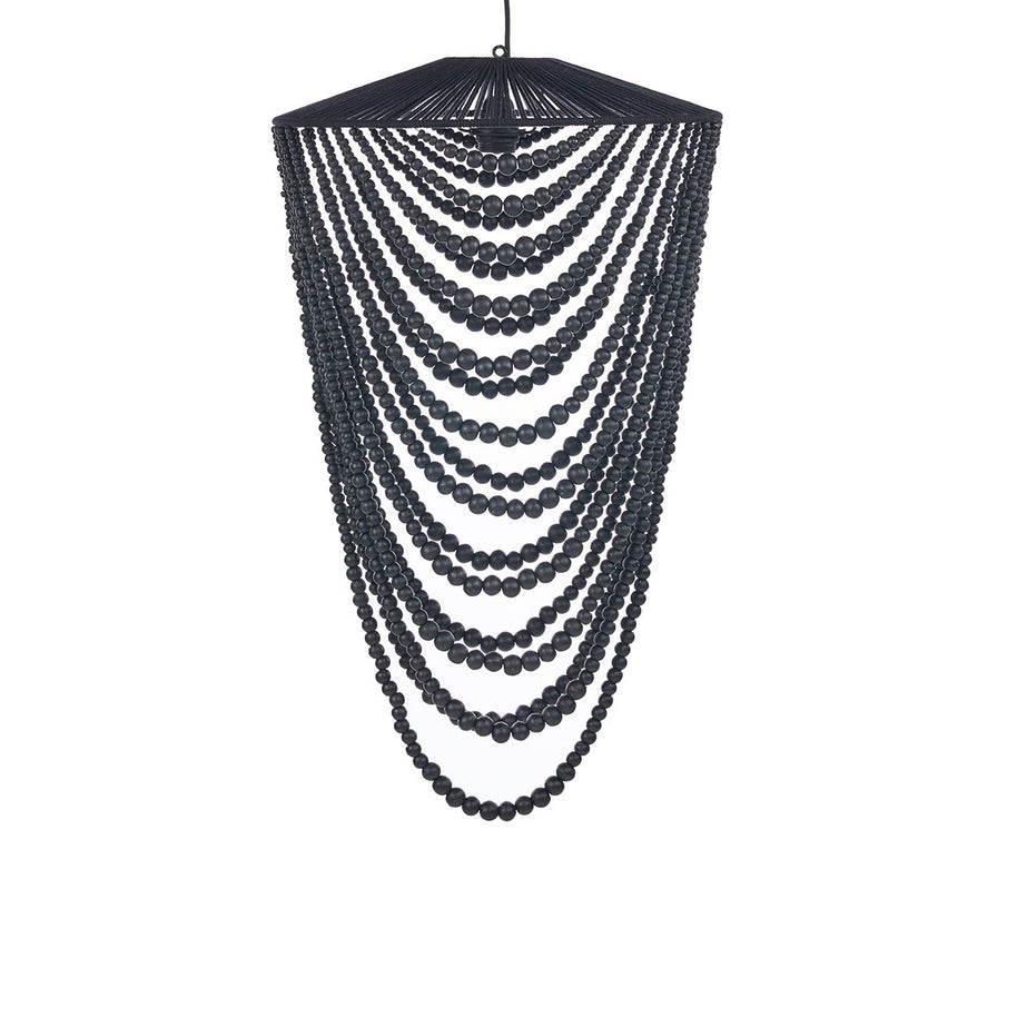 The Wooden Bead Chandelier - Black - L