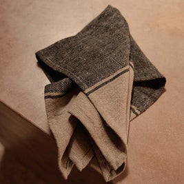 The Linen Dash Kitchen Towel - Natural Black - 50x70