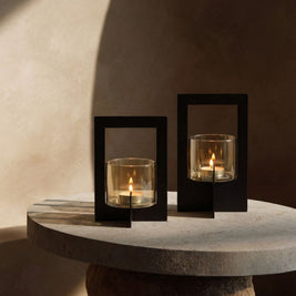 The Hurricane Framed Candle Holder - Black - M