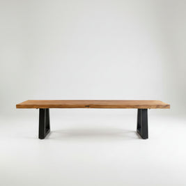 Bench With Iron Legs - Natural - 220