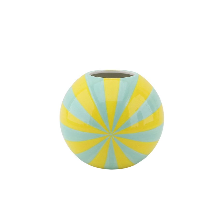 Vase - Flower Vase Swirl - Yellow/Mint - 15 x 15 x 15 cm