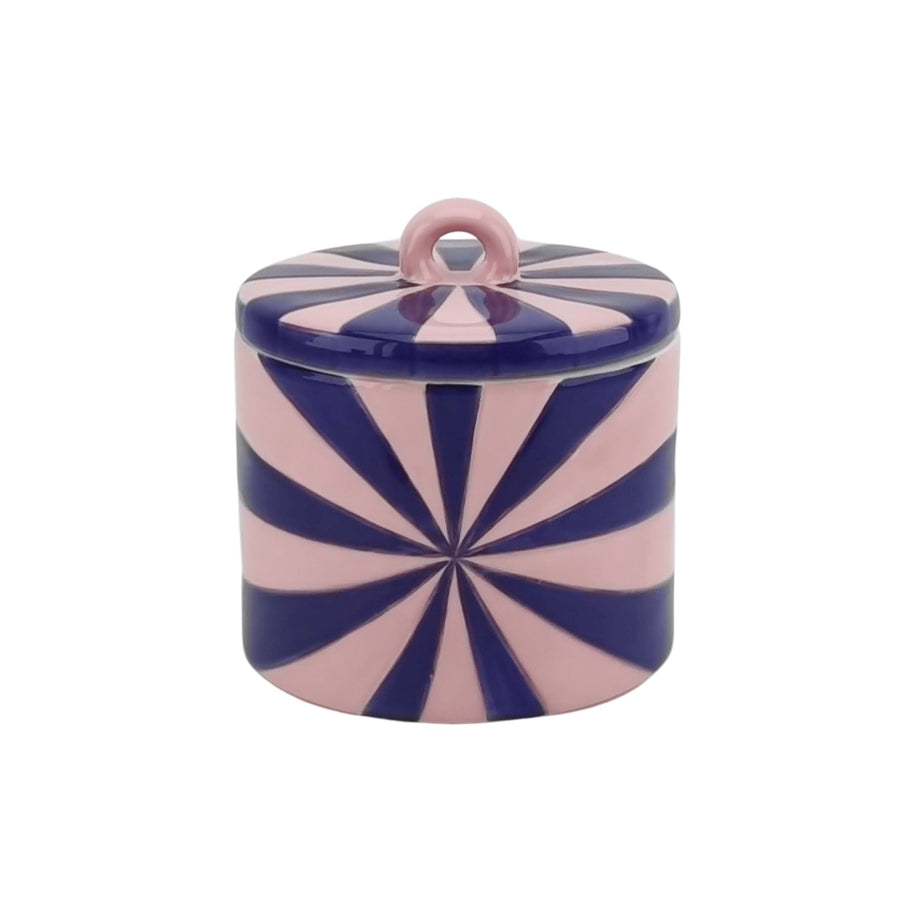 Decorative Jar - Swirl - Dolomite - Blue/Pink - 11 x 11 x 11.5 cm