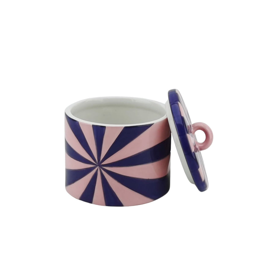 Decorative Jar - Swirl - Dolomite - Blue/Pink - 11 x 11 x 11.5 cm