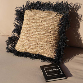 The Raffia Cushion Cover Square - Natural Black - 40x40
