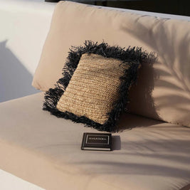 The Raffia Cushion Cover Square - Natural Black - 40x40