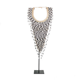 The Tribal Beaded Necklace on Stand – Black and White
