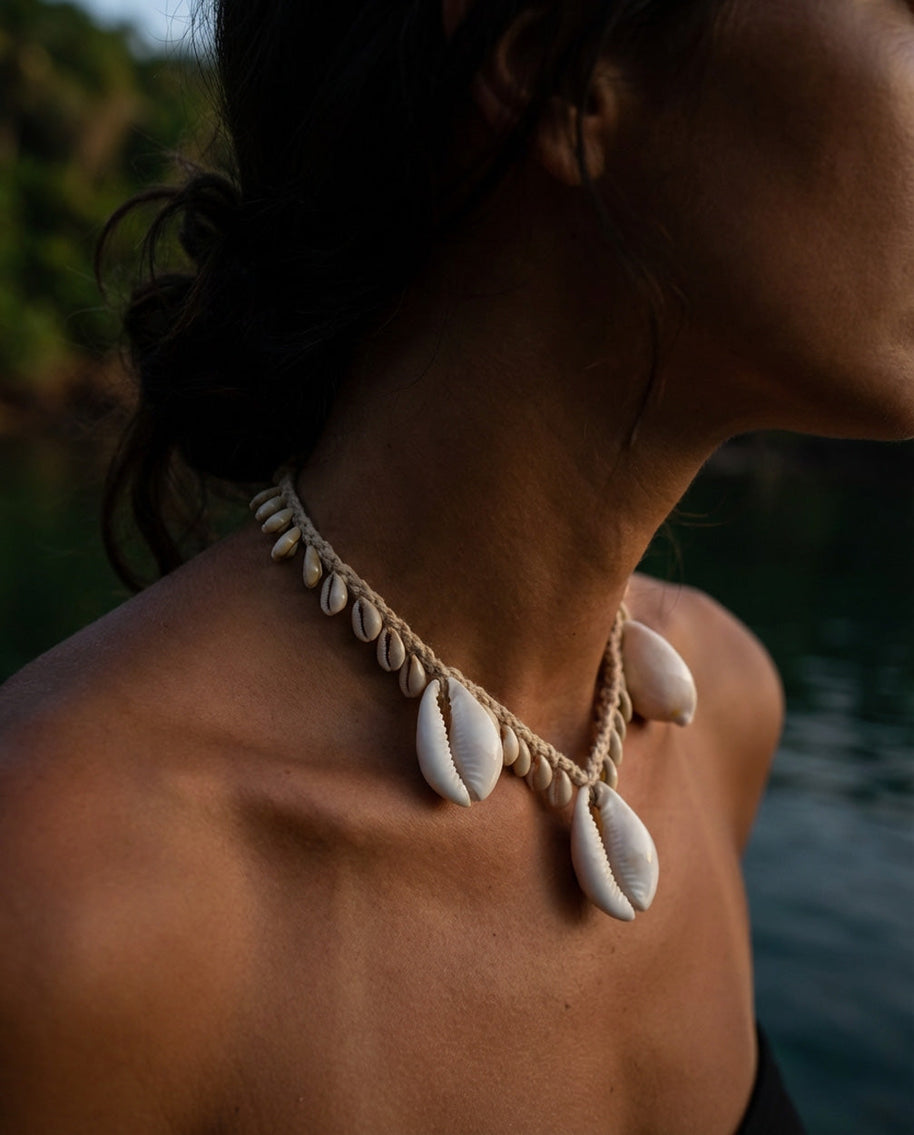 The Large White Cowrie Shell Necklace