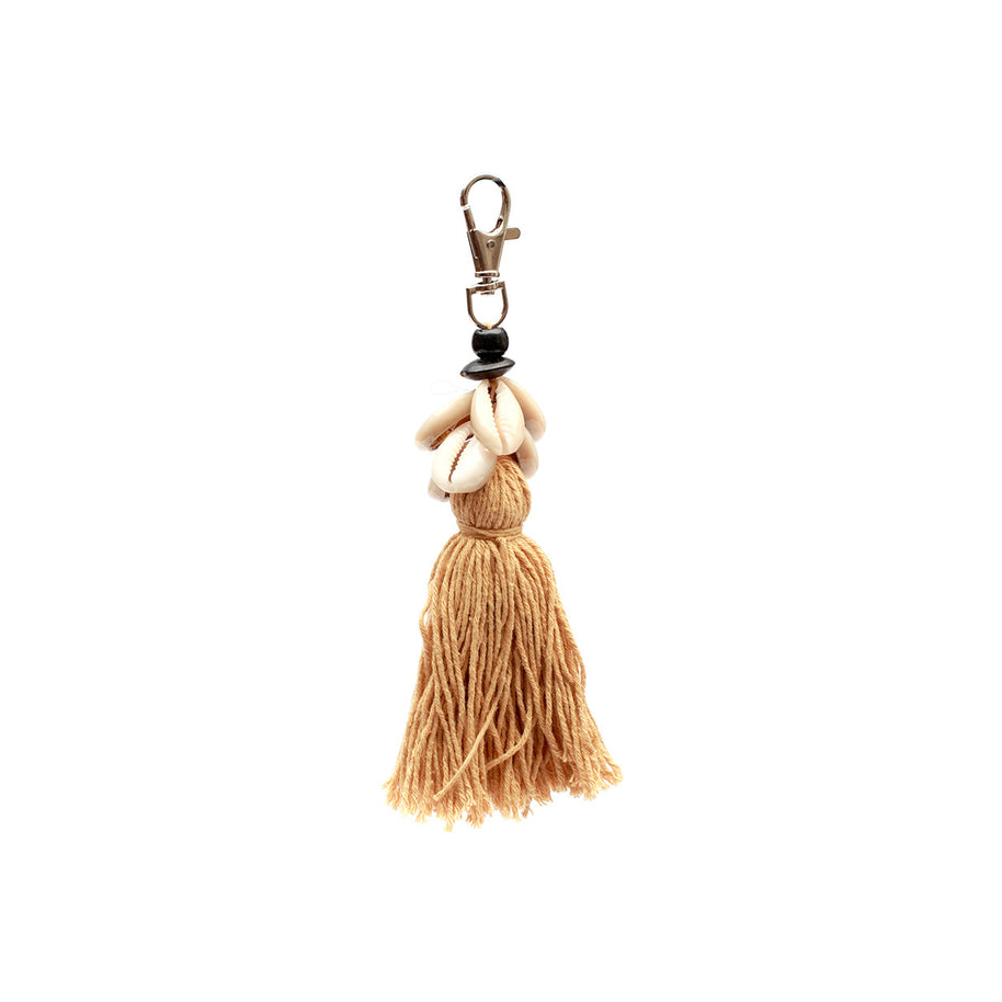 The Cowrie Tassel Keychain - Mocca