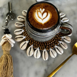 The Cowrie Tassel Keychain - Mocca