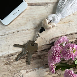 The Cowrie Tassel Keychain - White
