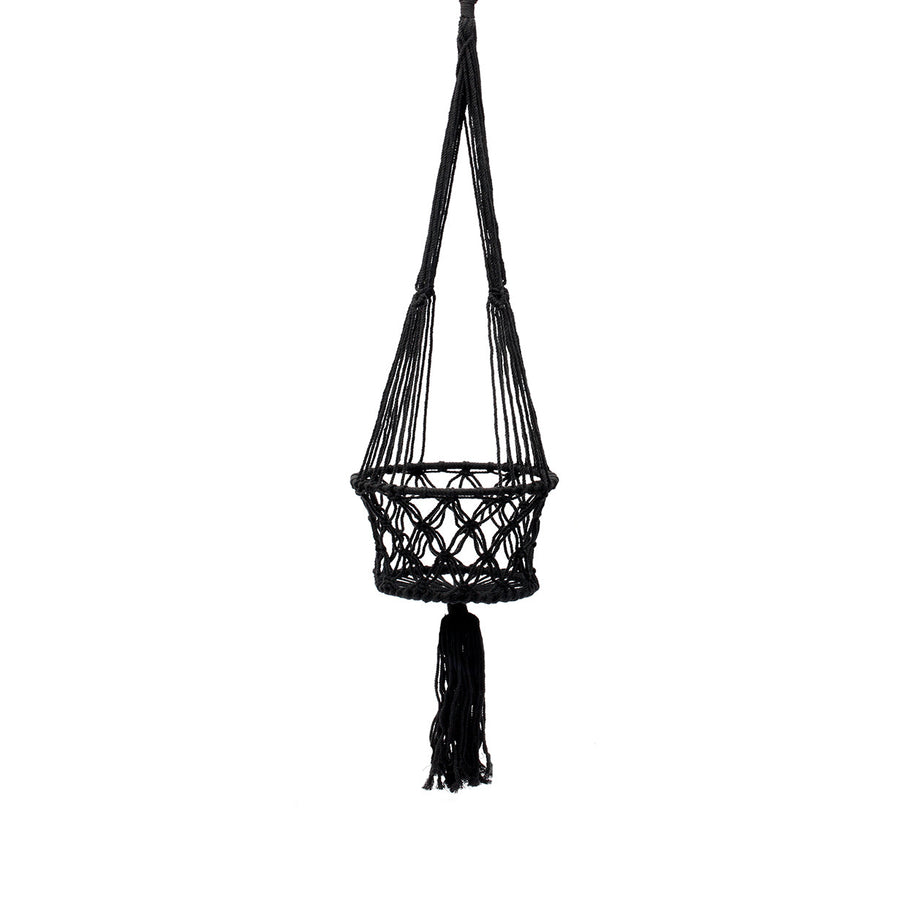 The Macrame Plant Holder - Black - L