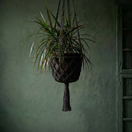 The Macrame Plant Holder - Black - L