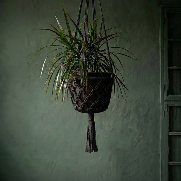 The Macrame Plant Holder - Black - L