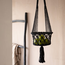 The Macrame Plant Holder - Black - L