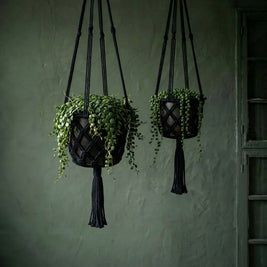 The Macrame Plant Holder - Black - L