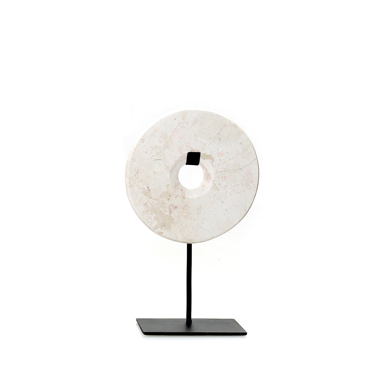 Marble disc on stand - white - S