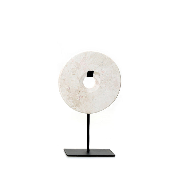 Marble disc on stand - white - S