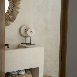 Marble disc on stand - white - S