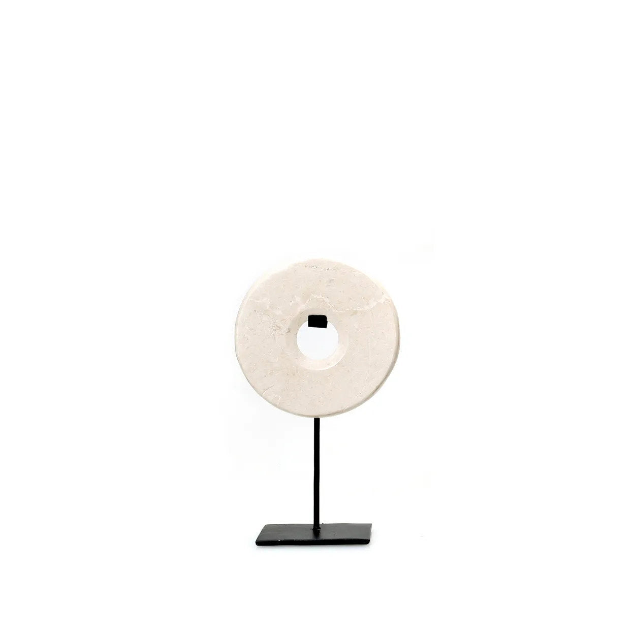 Marble disc on stand - white - S
