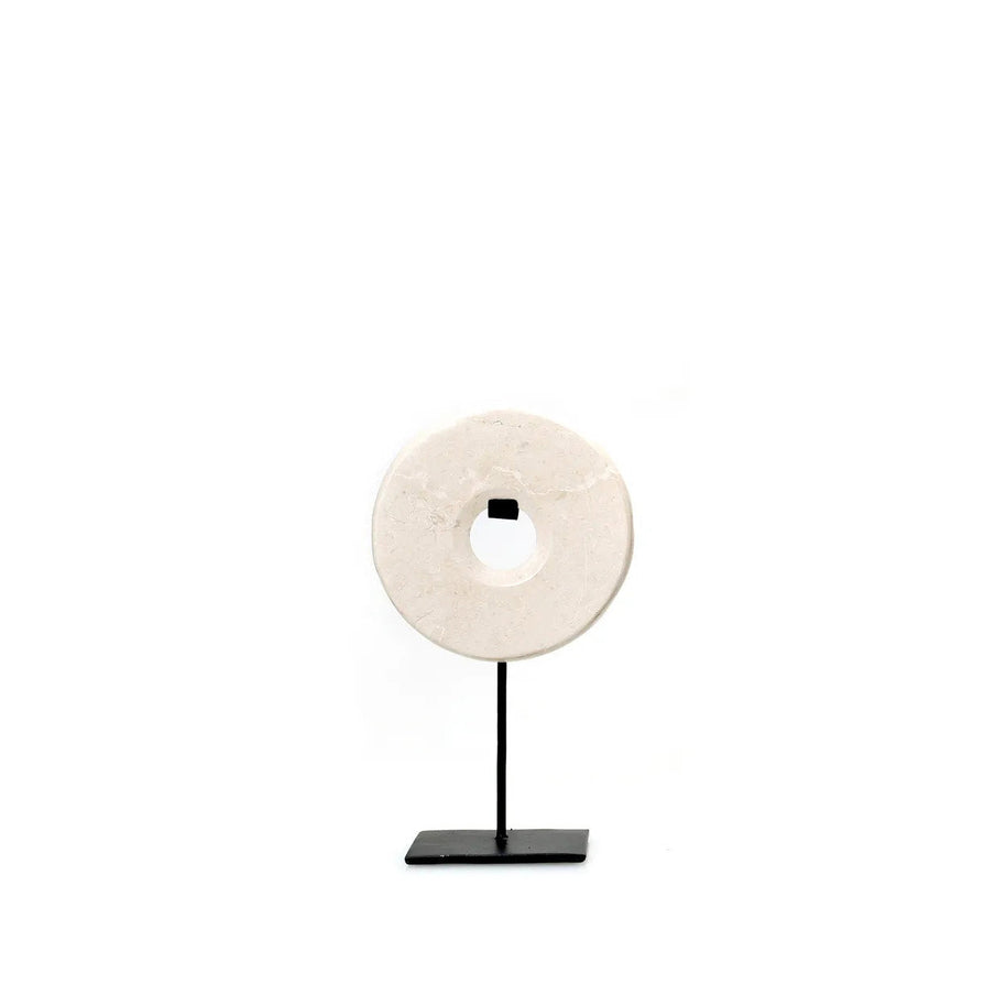 Marble disc on stand - white - S
