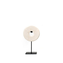 Marble disc on stand - white - S