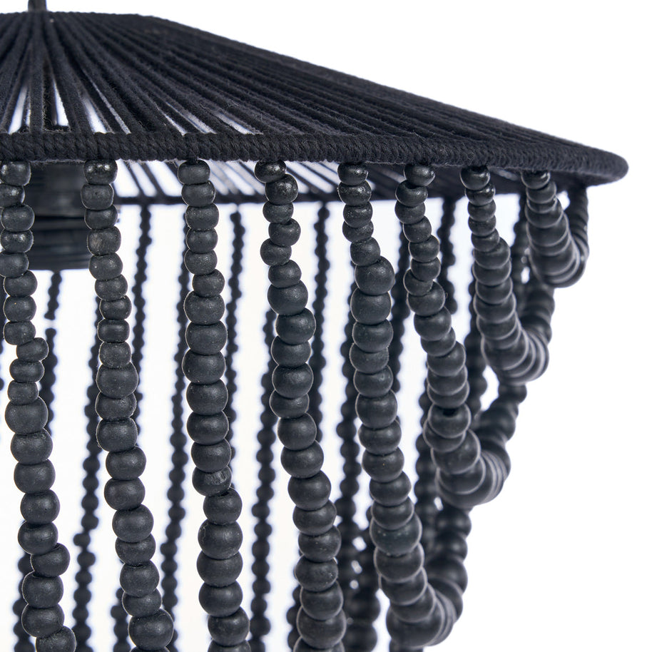 The Wooden Bead Chandelier - Black - Large