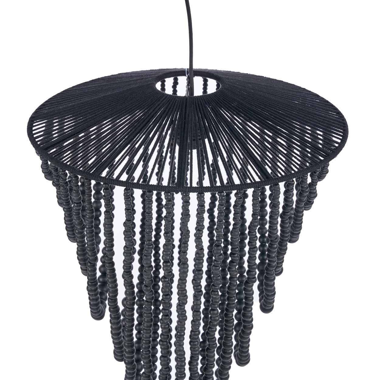 The Wooden Bead Chandelier - Black - Large