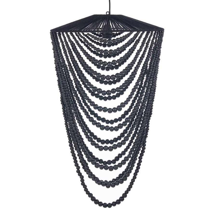 The Wooden Bead Chandelier - Black - Large