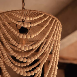The Wooden Bead Chandelier - Natural - L