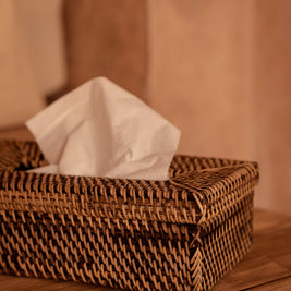The Rattan Classic Tissue Box - Natural Brown