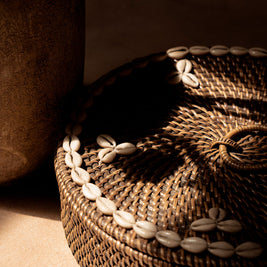 The Rattan Compartment Basket - Natural Brown