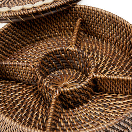 The Rattan Compartment Basket - Natural Brown