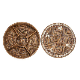 The Rattan Compartment Basket - Natural Brown