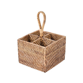 The Rattan Cutlery Caddy No. 4 - Natural Brown
