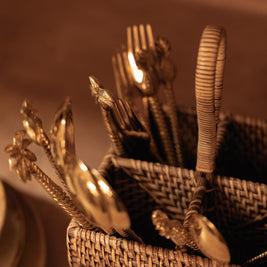 The Rattan Cutlery Caddy No. 4 - Natural Brown