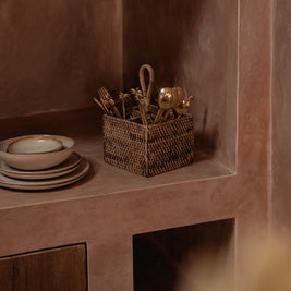 The Rattan Cutlery Caddy No. 4 - Natural Brown